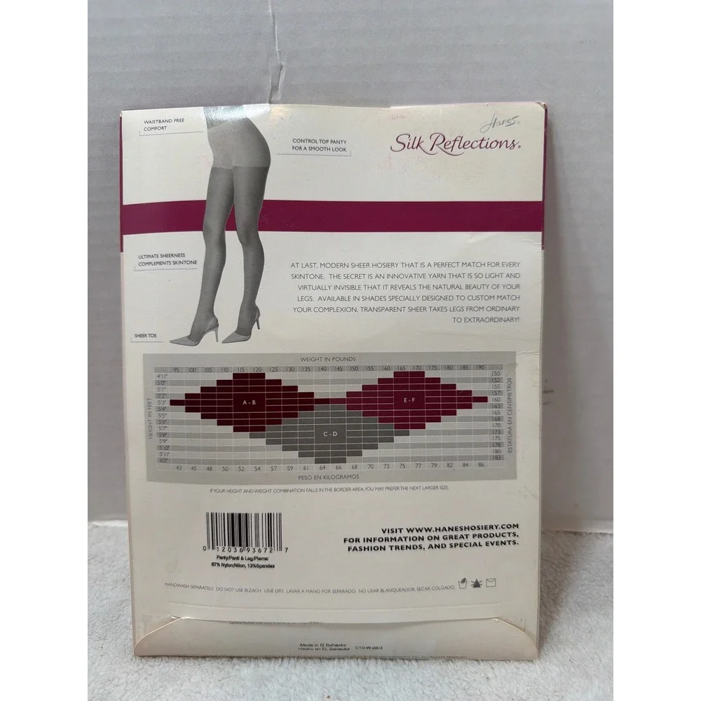 VTG Hanes Silk Reflections Pantyhose EF Fair Transparent Sheer Control Top